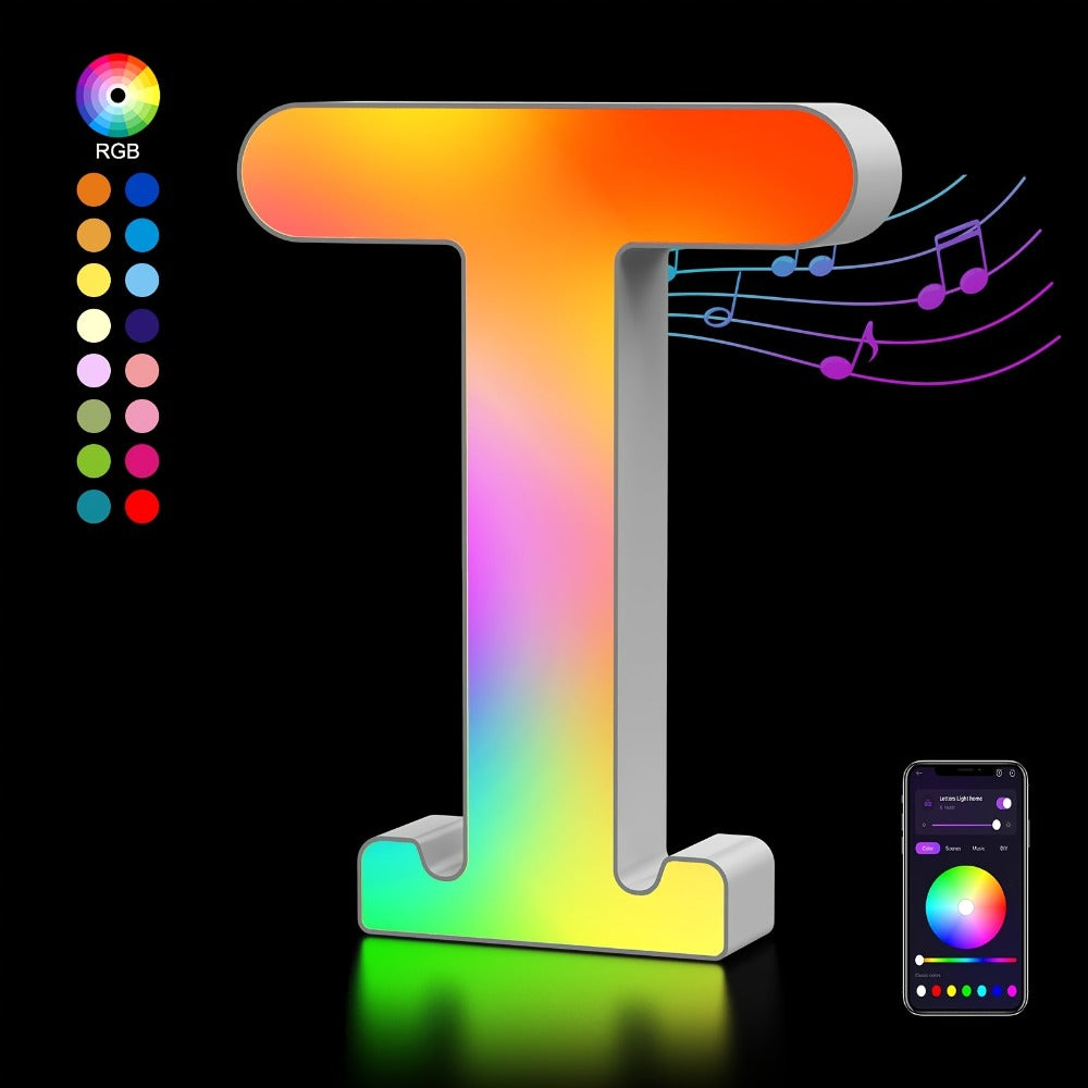 RGB LED Letter and Number Light with 38 Checkout Shapes, USB Power, App Control and Music Sync