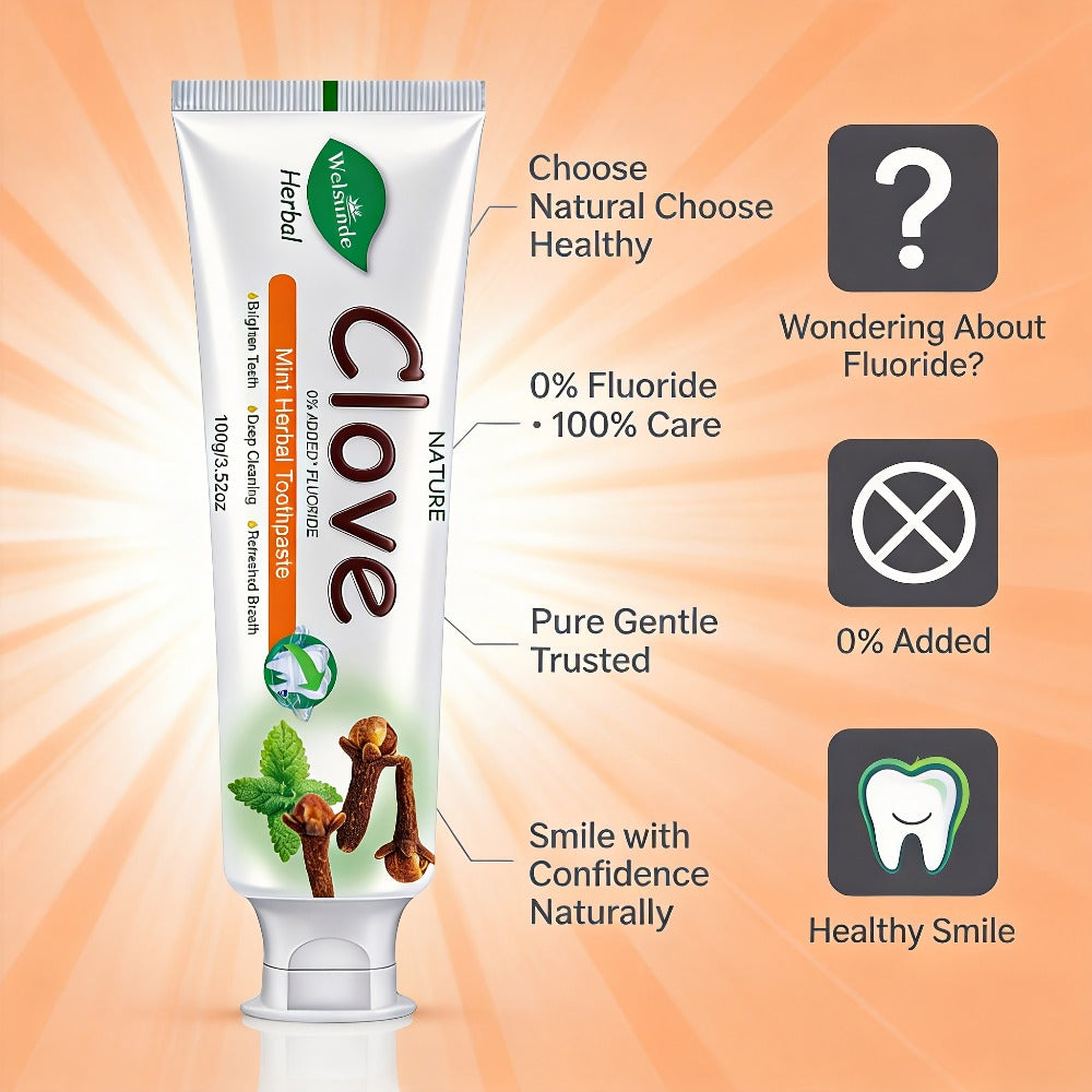 100g Mint and Clove Herbal Toothpaste Tube with Flip-Top Cap, Front-Label Ingredients and One-Piece Pack
