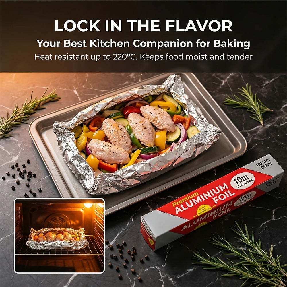 Heavy-Duty Aluminum Foil Roll Set in Six or 12-Roll Options for Baking, Grilling and Food Wrapping