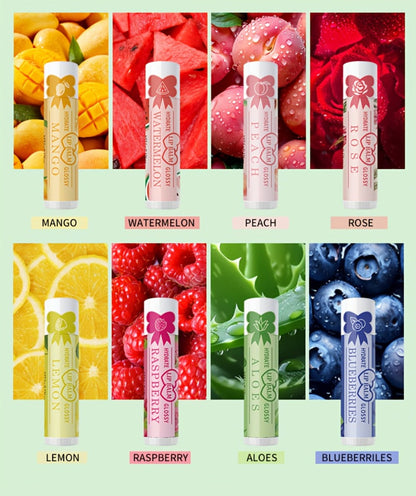 Lip Balm 16-Piece Assorted Flavor Set with Glossy Twist-Up Tubes and Orange Display Box Packaging