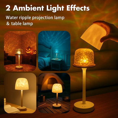 16-Color Rechargeable Atmosphere Lamp, Cordless Ocean Wave Night Light with Remote for Bedroom or Bathroom