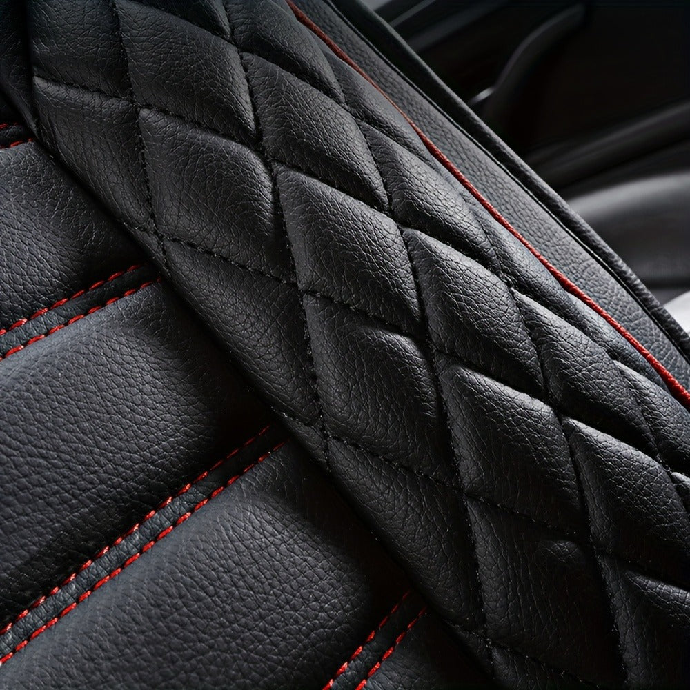 Car Seat Covers Full Set – 5-Seat PU Leather Airbag Compatible Universal Fit Sedan SUV Truck Waterproof with Front Storage Bag & Detachable Armrest