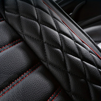 Car Seat Covers Full Set – 5-Seat PU Leather Airbag Compatible Universal Fit Sedan SUV Truck Waterproof with Front Storage Bag & Detachable Armrest