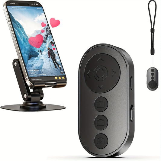 Bluetooth Scrolling Remote Control for TikTok, Page Turner for Kindle App & E-Books, Camera Shutter Clicker – Wireless Phone Remote for iPhone, Android & iPad Video, Reading & Selfies