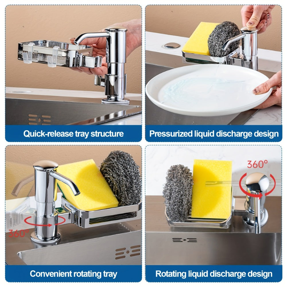 Counter-Mount Soap Dispenser Set with Sponge Holder, 39-Inch Extension Tube and 24-40 mm Hole Fit