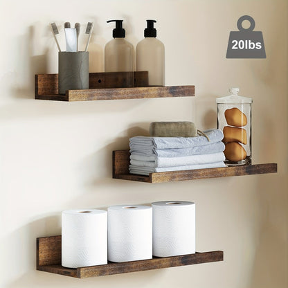 Six-Piece Wall Shelf Set in Graduated Sizes with White, Brown or Black Finish for Layered Displays