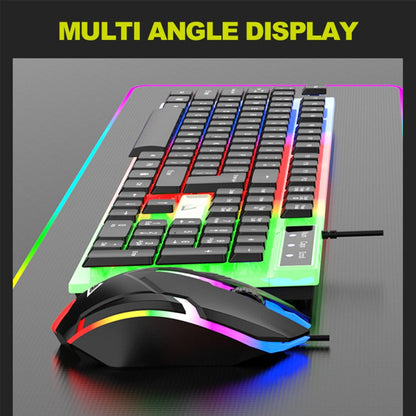 GT100 Full-Size Wired Keyboard and Mouse Set with 104-Key Layout and Black or White Color Options
