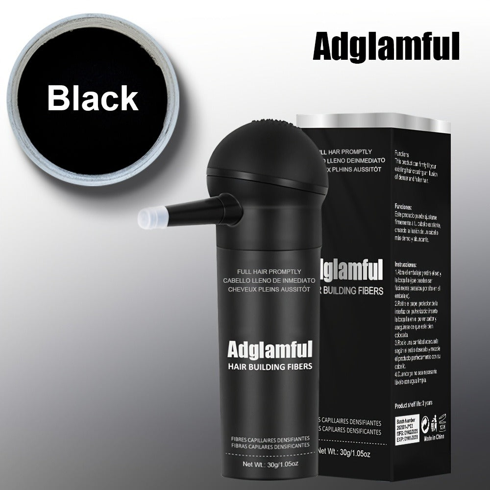 Hair Fiber Powder Kit with Tall Container and Directional Spray Applicator in Medium Brown or Black