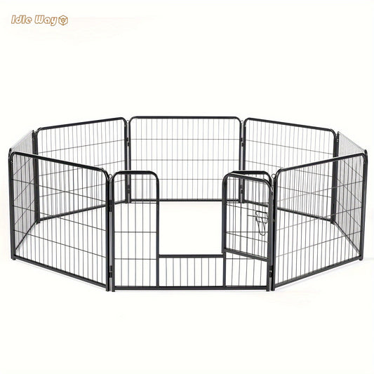 Metal Dog Playpen with Door DIY 8 or 16 Panel Foldable Pet Pen for Small Medium Large Dogs Puppies Easy Assemble Indoor Outdoor Use 24 32 40 Inch Height