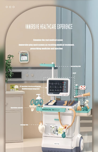 25-Piece Pretend Doctor Cart Play Set with Fold-Open Case, Display Panel and Toy Examination Accessories