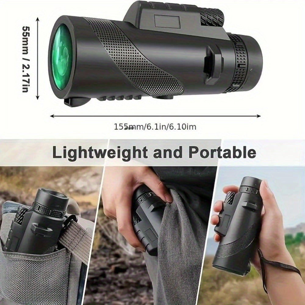 10x42 Monocular Telescope with Smartphone Adapter, Tripod and Black or Green Checkout Options