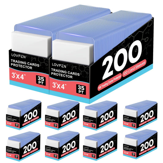 Card Toploads & Sleeves 3x4 Hard Plastic Combo - 100/200/500/2000 Count Regular Top Loading Card Holders for Baseball Football Sports Trading Cards