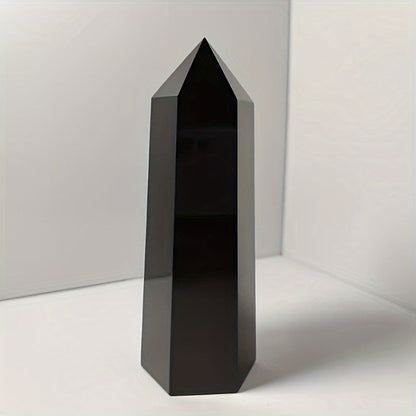 Black Hexagonal Crystal Tower Decor with 0.55-1.1 lb Weight Range for Shelf, Desk or Office Display