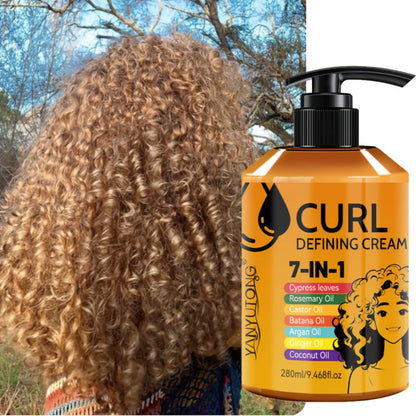 7-in-1 Curl Styling Cream in 280ml Illustrated Pump Bottle with Rosemary, Coconut and Argan Oils