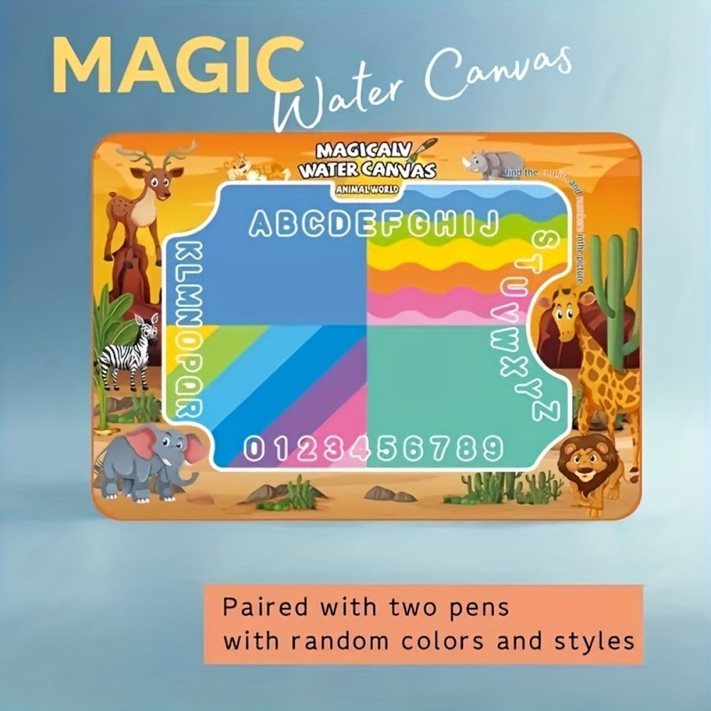 Water Canvas Drawing Mat for Kids Reusable Mess-Free – Magical Paint with Water Art Toy 80x60cm Ocean Animal Designs Screen-Free Creative Gift for Boys Girls Toddlers Ages 3+ Gift Box Option