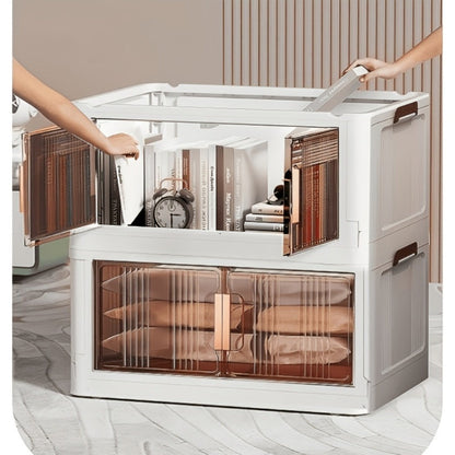 Storage Cabinet Folding Plastic Organizer with Magnetic Doors, Lockable Wheels and Three to Five Tiers