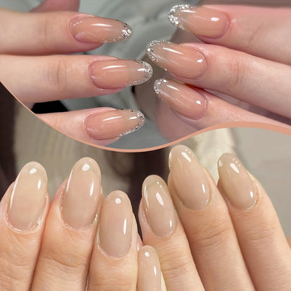 Jelly Gel Nail Polish Set 4pcs Nude Icy Translucent - Semi-Permanent LED Cured Long Lasting Glossy DIY Home Manicure Nail Art Kit 0.51oz