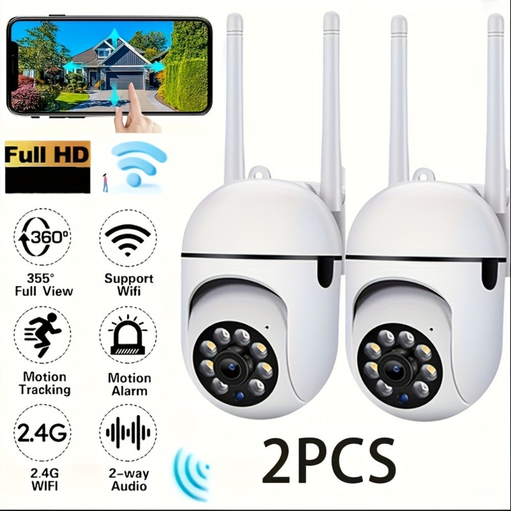 PTZ Dome Security Camera 1080P WiFi 2-Pack Outdoor Indoor, AI Auto Tracking, 360° Pan Tilt, Color Night Vision, Motion Alarm – Wireless Surveillance Camera System for Home Business Parking Office