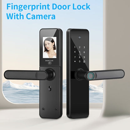 Fingerprint Smart Door Lock with WiFi App Keypad – 4-in-1 & 7-in-1 Keyless Entry, Wide-Angle Camera Option, Cat Eye Style, No Key Needed, for Home Rental Airbnb Office Hotel, iOS Android, Black