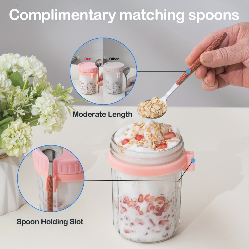 Portable Overnight Oats Cups with Flip-Top Lids in Four- or Six-Piece Sets for Meal Prep and Travel