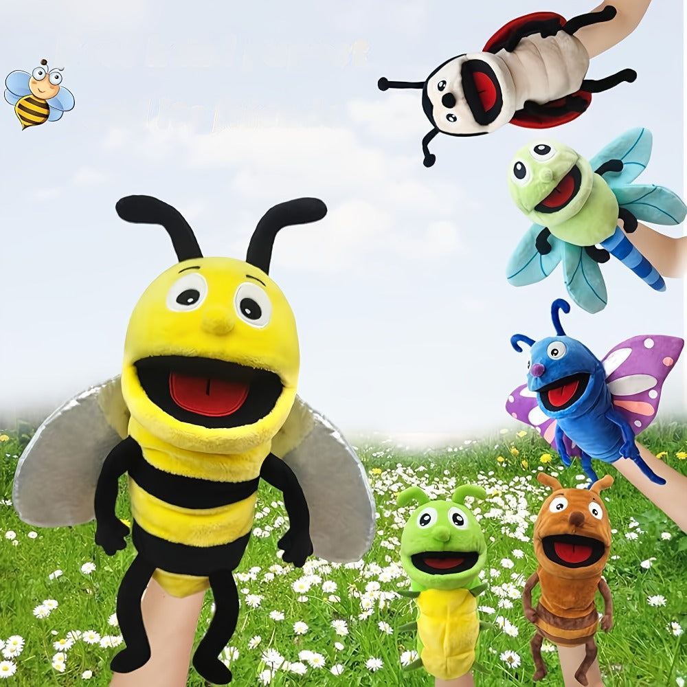 Movable-Mouth Insect Hand Puppets in Bee, Ladybird, Dragonfly, Butterfly, Ant and Caterpillar Styles