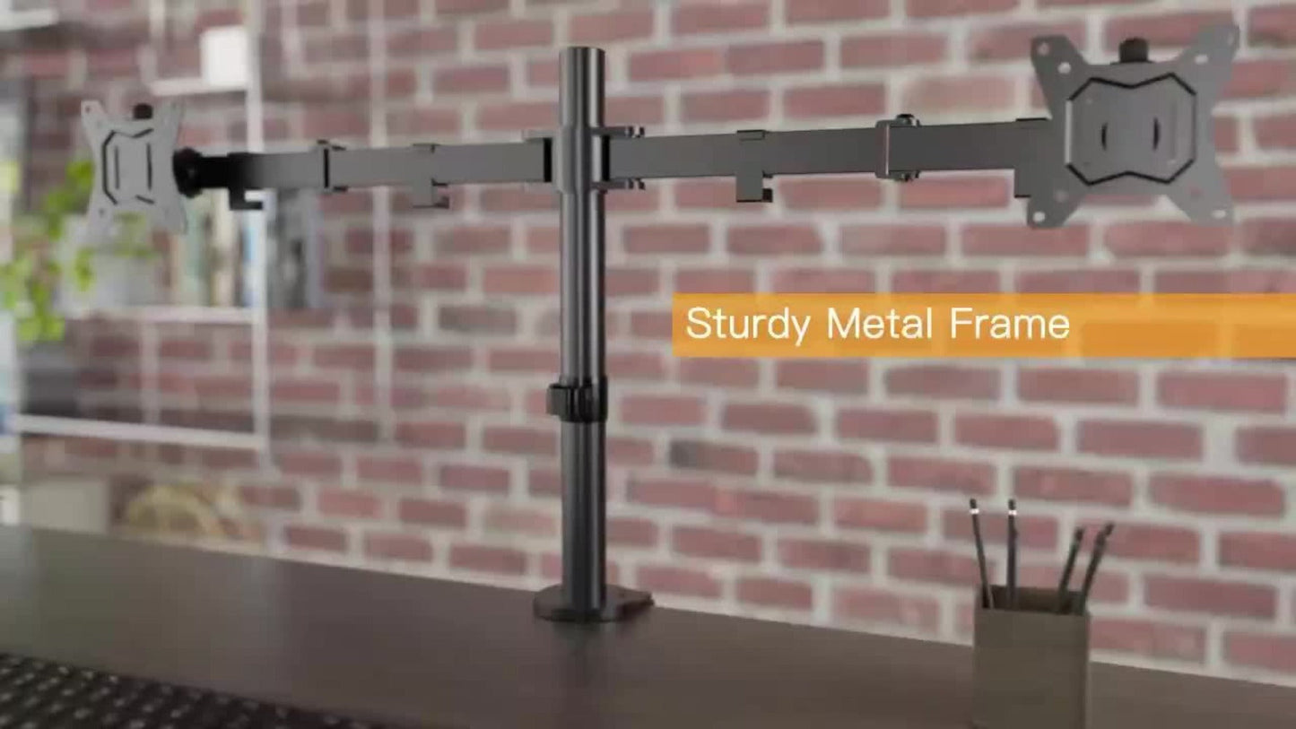 Single & Dual Monitor Mount for 13-32 Inch Screens, VESA Desk Mount Arm, 19.8 lbs Capacity, 16.3" Height Extension, ±45° Tilt ±90° Swivel, Heavy-Duty Steel C-Clamp & Grommet Base, Space-Saving Home Office Stand