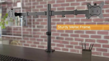 Single & Dual Monitor Mount for 13-32 Inch Screens, VESA Desk Mount Arm, 19.8 lbs Capacity, 16.3" Height Extension, ±45° Tilt ±90° Swivel, Heavy-Duty Steel C-Clamp & Grommet Base, Space-Saving Home Office Stand