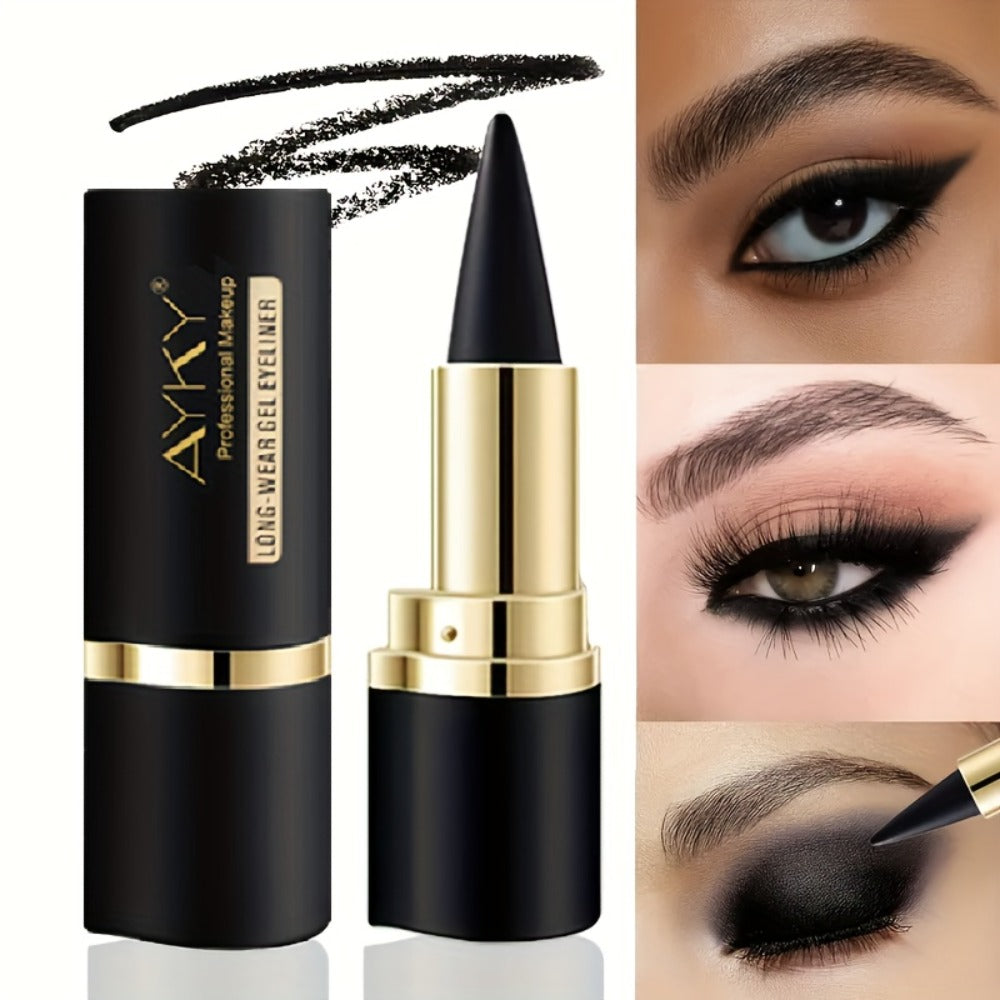 Waterproof Gel Eyeliner Stick 2 or 4PCS 24-Hour Long-Lasting Matte Fast-Drying Non-Smudge Eye and Lip Liner with Brush - Black Brown Everyday Party Makeup Women