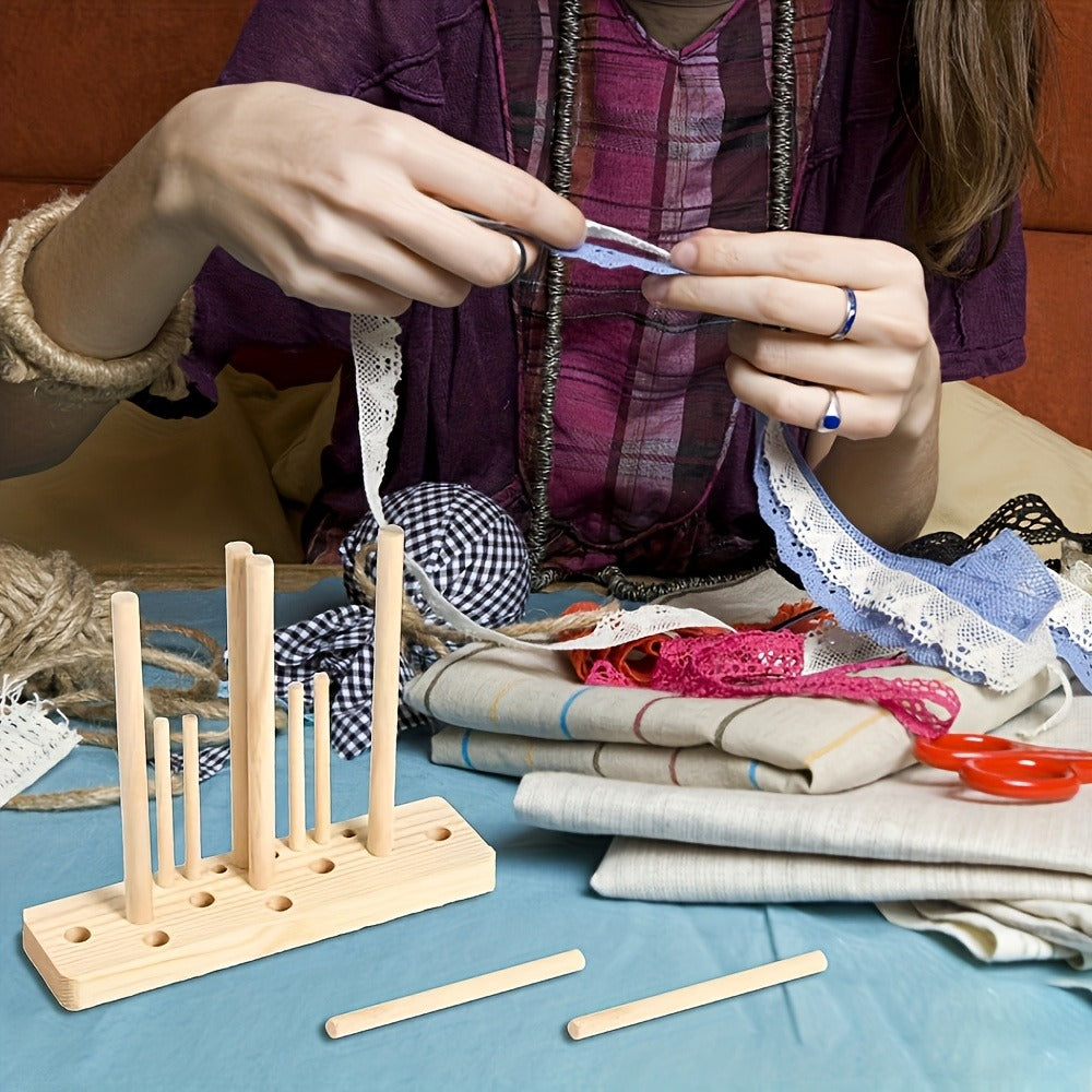 Nine-Piece Wooden Wreath and Bow Maker Tool Set with Peg Board and Assorted Craft Accessories