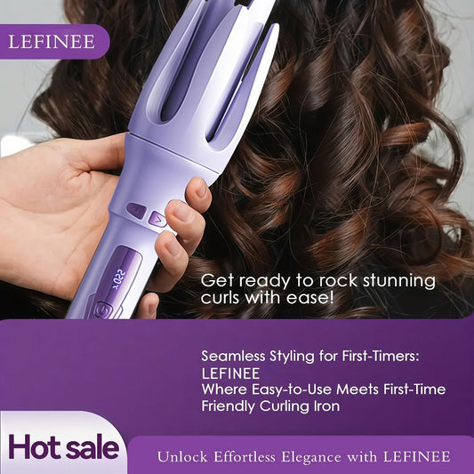 Automatic Rotating Curling Iron 4 Temperature Settings 40M Negative Ion Ceramic Barrel Anti-Tangle Auto Shut-Off Dual Voltage 110-240V Fast Heat 30s Beginner-Friendly Frizz-Free Curls All Hair Types Women