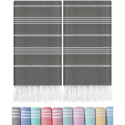 Turkish Beach Towels 2 Pack Sand Free Quick Dry Oversized Extra Large Lightweight Sandproof Compact Pool Swim Travel Camping Vacation Gift for Men Women Yellow Orange Blue Pink Purple Grey