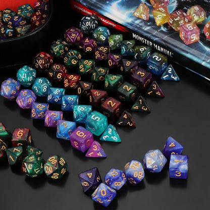 standard tabletop Polyhedral Dice Set 84pcs – Starry Night Glitter Dice with Pouch & Tray for standard tabletop RPG standard tabletop