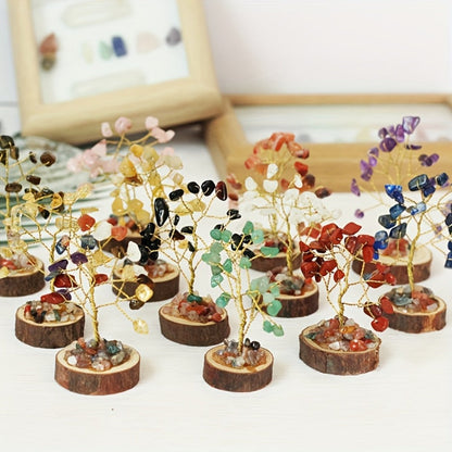 Crystal Tree Set 12-Piece 7 Chakra Handmade Stone Tree Home Decor Gift