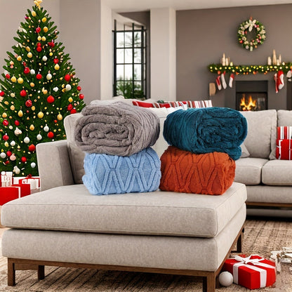 Quilted Flannel Throw Blanket – 180-200gsm Soft Warm All-Season Bed Cover, 17 Patterns, Rhinestone & Checker Designs, 2 Sizes