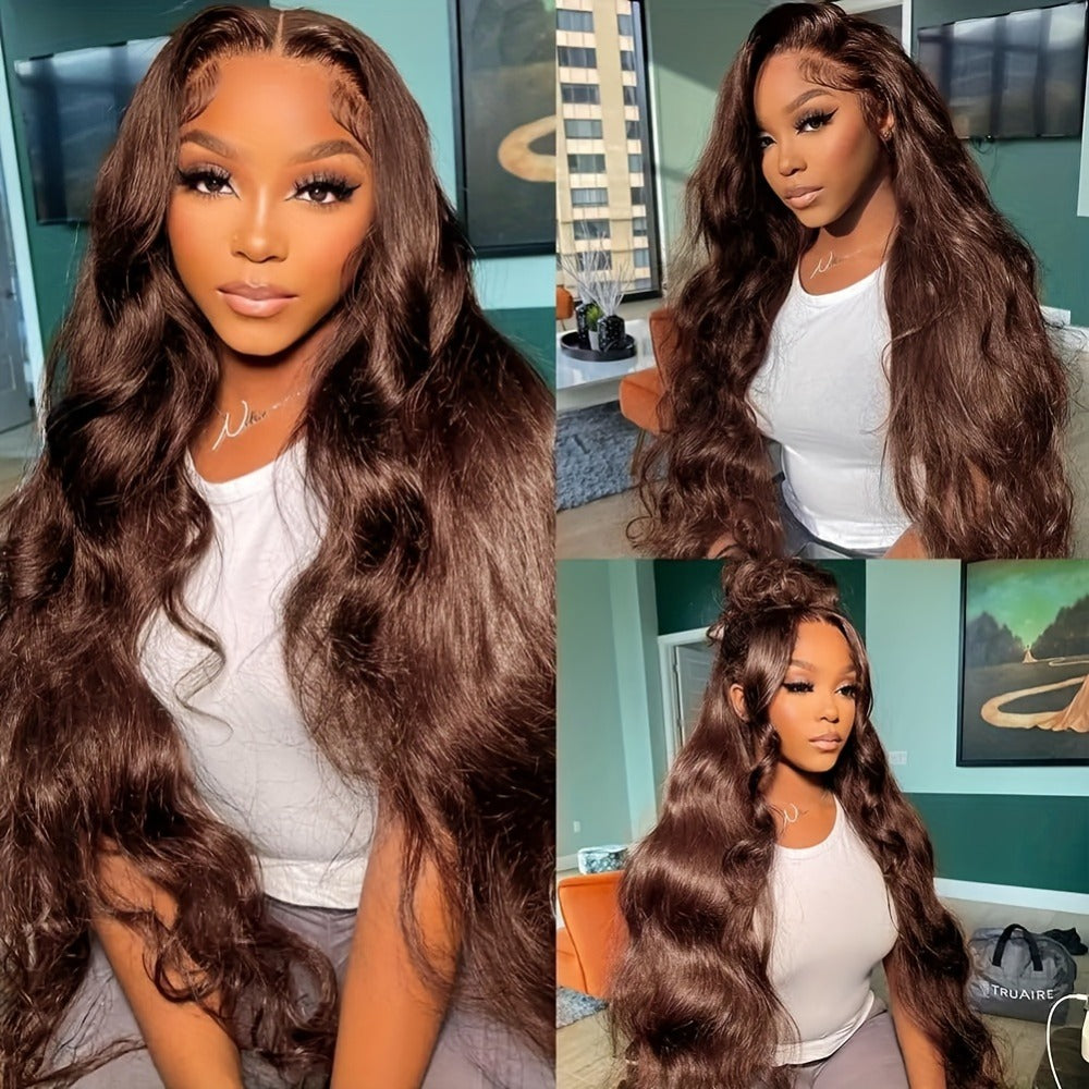 Body Wave Lace Front Wig Synthetic Glueless Heavy Density 26-34 Inch | Dark Brown Red Orange-Red Black Long Wavy Women Daily Wear Party Cosplay