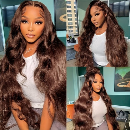Body Wave Lace Front Wig Synthetic Glueless Heavy Density 26-34 Inch | Dark Brown Red Orange-Red Black Long Wavy Women Daily Wear Party Cosplay