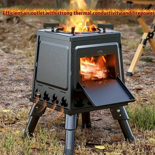 Camping Wood Stove Portable Wood Burning Stove – Outdoor BBQ Rocket Stove for Hiking Picnic Survival Cooking