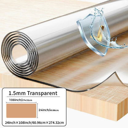 Clear PVC Tablecloth Table Protector 1.5mm Thick Transparent Table Cover Heat Resistant Scratch Resistant Waterproof Desk Mat for Dining Table Home Office Restaurant Coffee Table Multiple Sizes