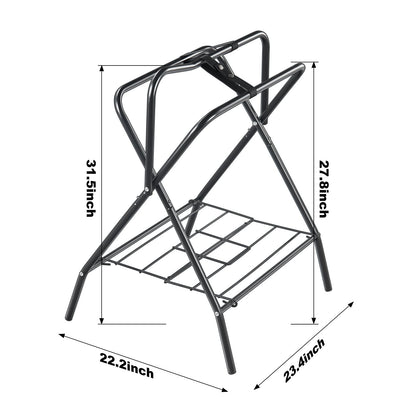 Folding Saddle Rack Freestanding Horse Saddle Stand – Holds 132 lbs, Carbon Steel, Quick-Release Setup, Portable & Space-Saving for Stable, Garage & Barn, 1 or 2 Pack
