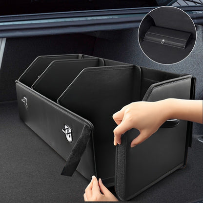 PU Leather Car Organizer Box Foldable Multi-Compartment – Large Capacity Storage for SUV, Truck, Camper & Car Interior, Durable Auto Cargo Organizer with Dividers