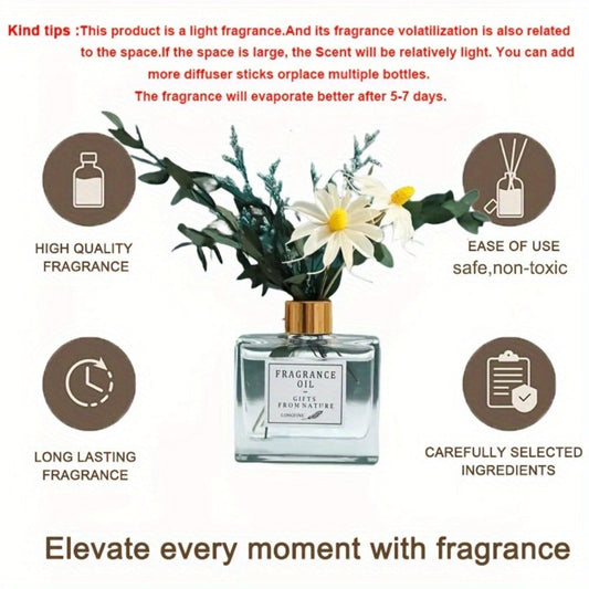 Reed Diffuser Set with Real Flowers - 4.05 oz 120ml Scented Home Fragrance Aromatherapy Diffuser Sticks for Bedroom Bathroom Living Room Office Gift