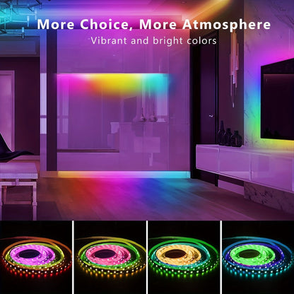 RGB LED Light Strip 50ft 100ft 130ft 16 Million Colors Music Sync – App & 24-Key Remote Control, Color Changing LED Strips for Bedroom, Game Room, Dorm & Party Decoration