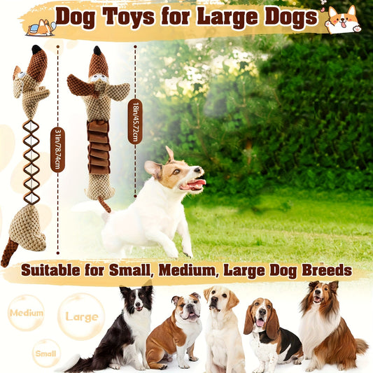 Dog Toy Stretchable Plush Tug with Built-In Squeaker, Crinkle Paper and 15.7 to 19.7-Inch Length