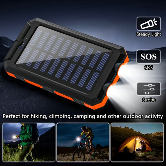 2-Pack Solar Power Bank 20000mAh 40000mAh Portable Dual USB Fast Charging with Built-In LED Flashlight - Emergency Solar Charger for Hiking Camping Outdoor Survival, Compatible with iPhone Android Samsung