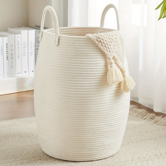 Laundry Hamper Basket Large Bohemian Foldable Clothes Hamper with Extended Handle - Fabric Oval Storage Bin for Bedroom Dorm Hotel, Space-Saving Tall Cloth Basket 22 Inch, Collapsible Laundry Basket