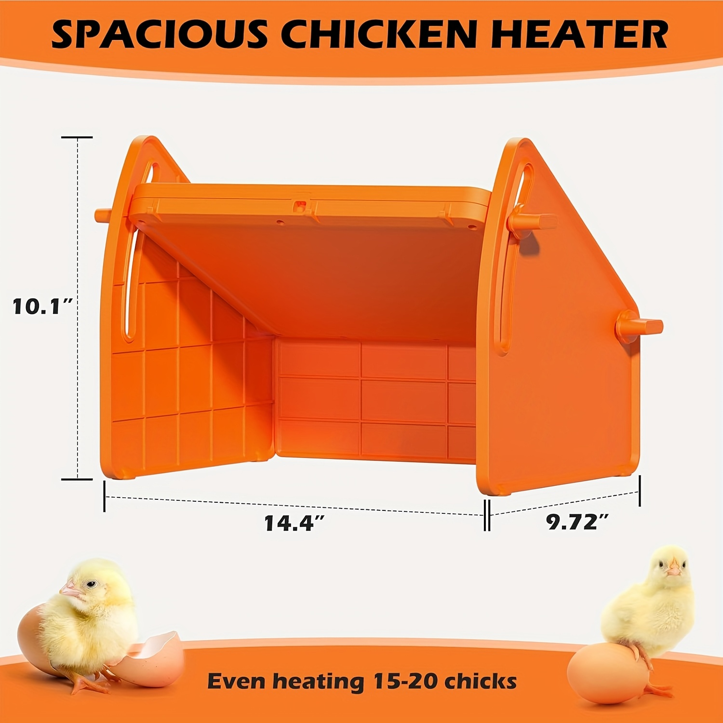 Chick Brooder Plate with Adjustable Height for Up to 10 Chicks | Poultry Warmer for Ducklings, Turkeys, Goslings & Quail – Low-Voltage 120V, Durable Plastic, Orange or Yellow