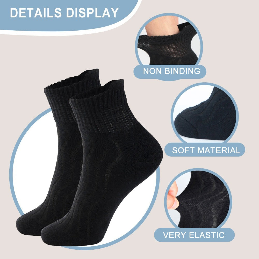 12-Pair Extra-Wide Ankle Sock Set in Black or Black-and-White with US 9-11 and 10-13 Sizes