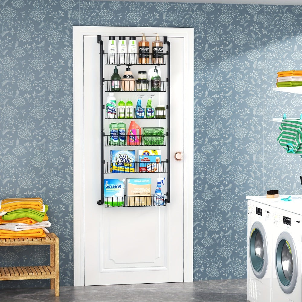 Over The Door Organizer - Multi-Layer Pantry Storage Rack for Kitchen Bathroom Laundry Room, Space Saving Door Hanging Shelf