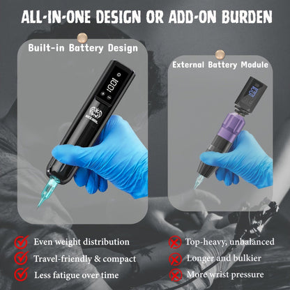Tattoo Machine Kit Neebol Cordless Rotary Pen with 2000mAh Battery, 10 Cartridges, 7 Inks and Green Soap