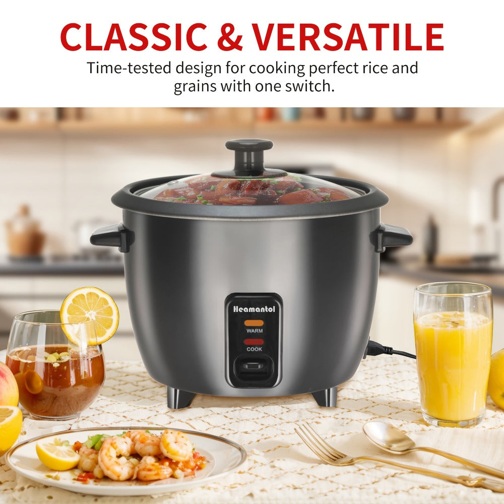 Rice Cooker & Yogurt Maker 1.5Qt – 6-Cup Non-Stick Electric Rice Cooker with Auto Keep Warm, One-Touch, Stainless Steel Liner, Steamer for Rice, Oatmeal, Soup & Yogurt